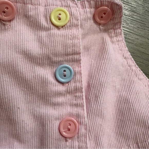 Vtg Pink Corduroy Romper Overalls Embroidered Teddy Bear Balloon 6-9 Months - Picture 6 of 11